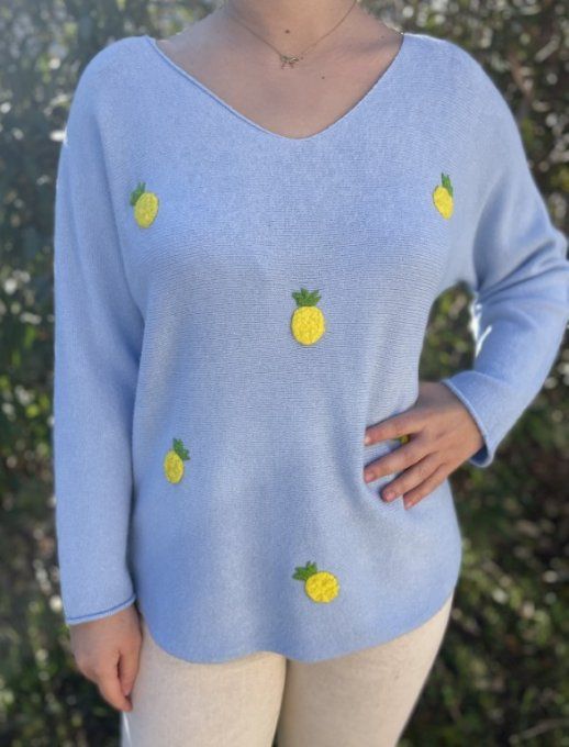Pull ANANAS BLEU CIEL