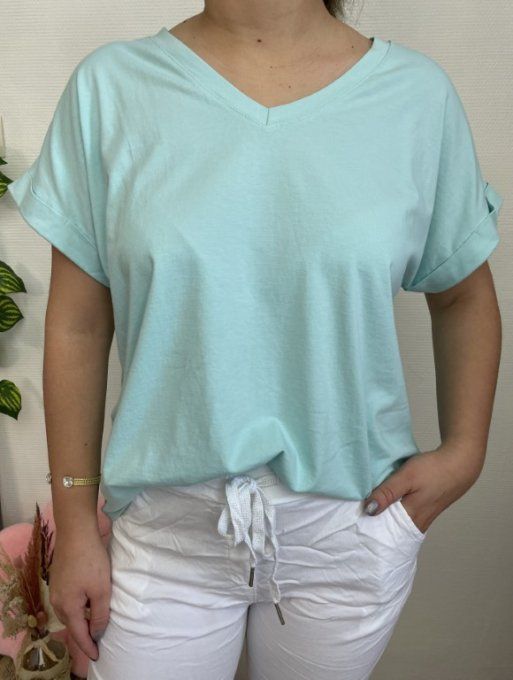 Tee-shirt dos SMILEY VERT D'EAU   