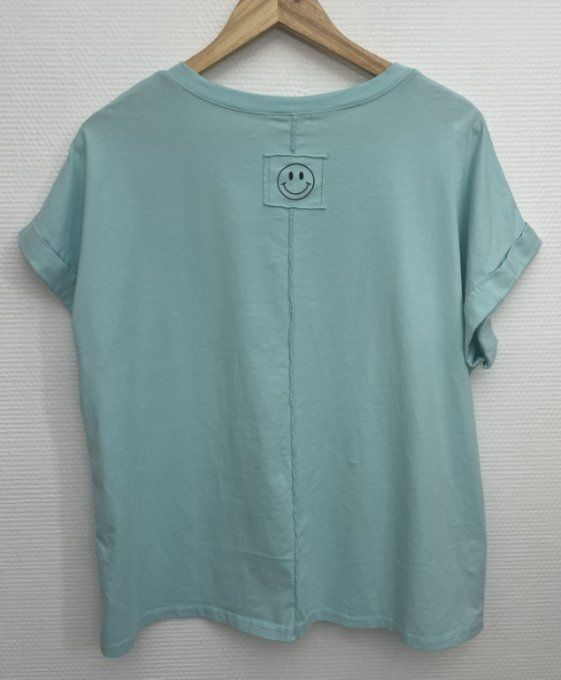 Tee-shirt dos SMILEY VERT D'EAU   
