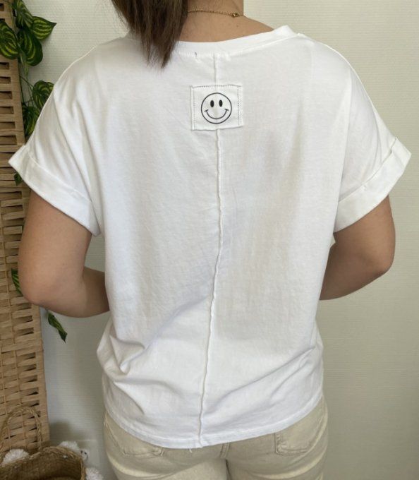 Tee-shirt dos SMILEY BLANC