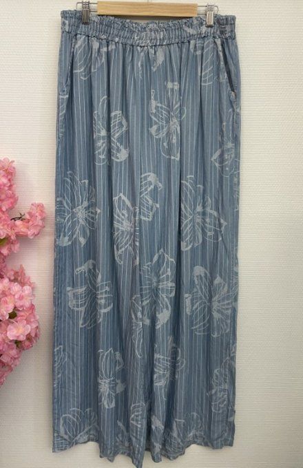 Pantalon  FLEURS BLEU JEAN