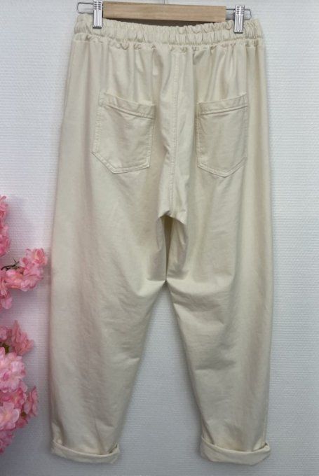 Pantalon jogging fleur BEIGE