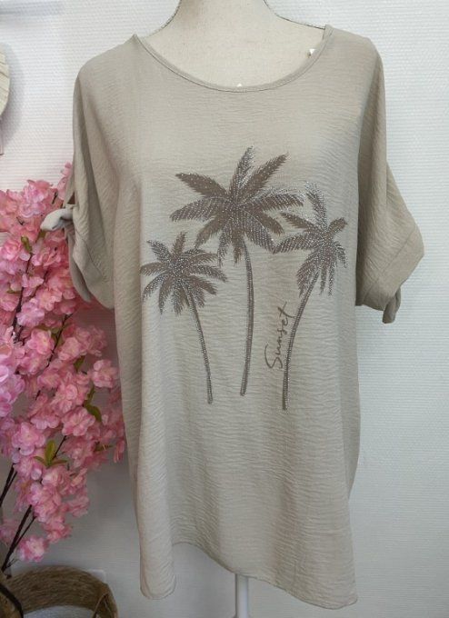 Tee-shirt PALMIERS BEIGE