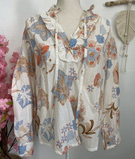 Blouse AMELIE ECRU/BLEU
