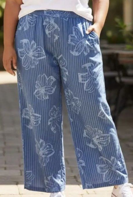 Pantalon  FLEURS BLEU JEAN