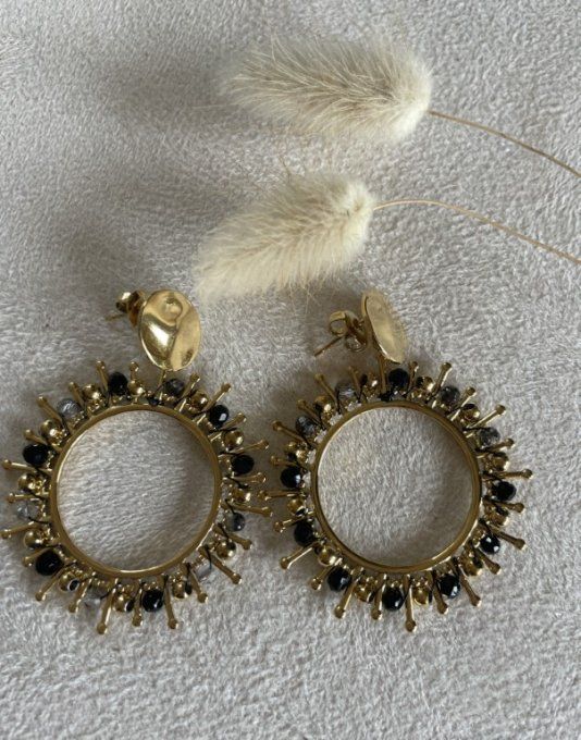 Boucles d'oreilles créoles pierres naturelles