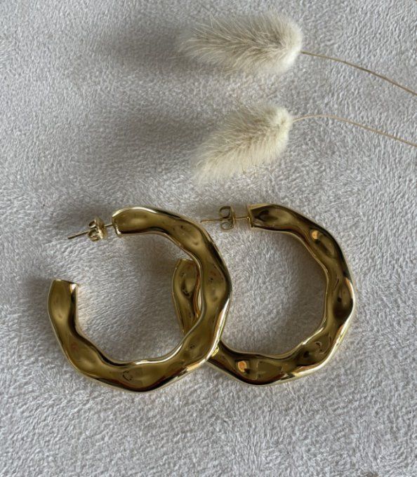 Boucles d'oreilles créoles martelées