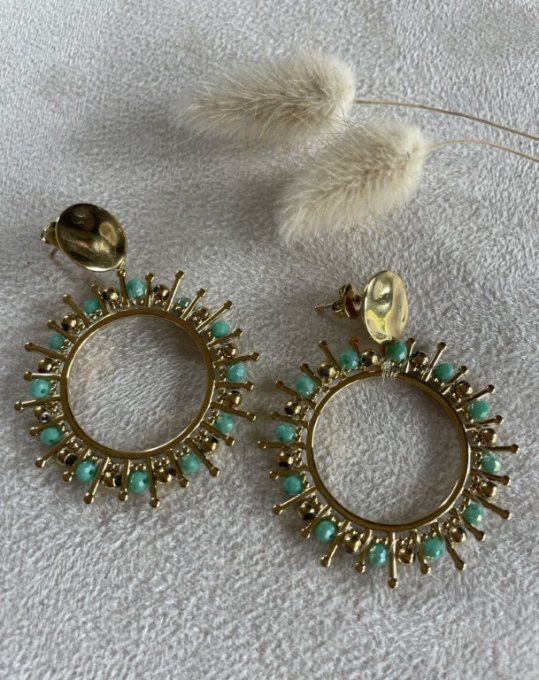 Boucles d'oreilles créoles pierres naturelles
