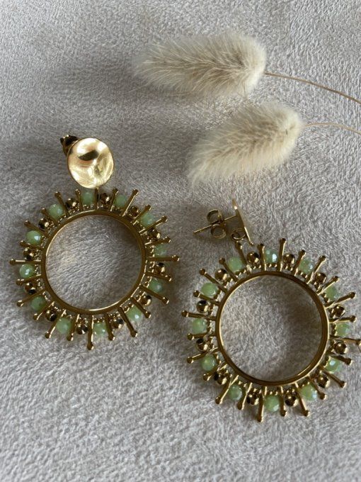 Boucles d'oreilles créoles pierres naturelles
