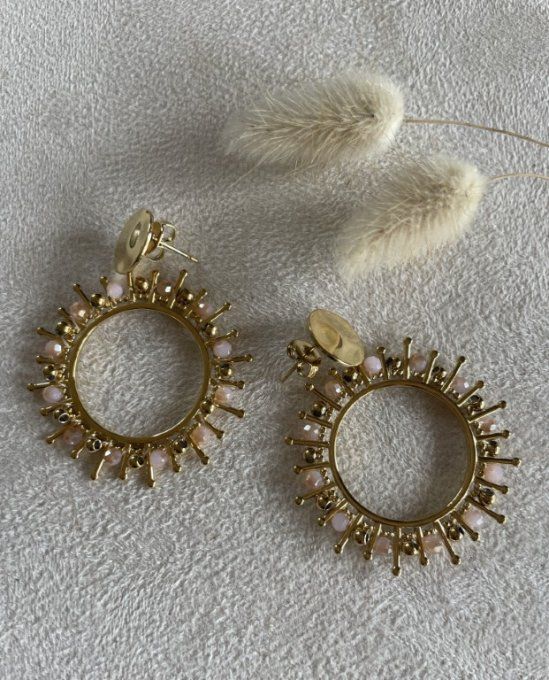 Boucles d'oreilles créoles pierres naturelles