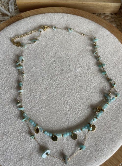 Collier double rang pierres naturelles