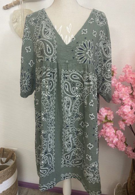 Robe courte BANDANA KAKI