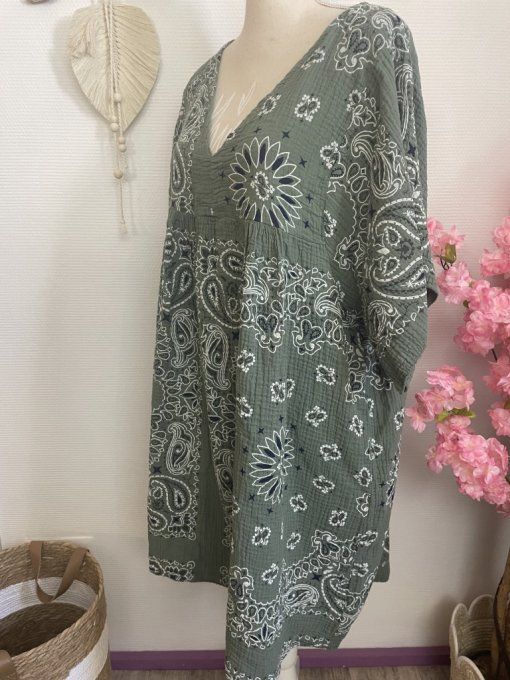 Robe courte BANDANA KAKI