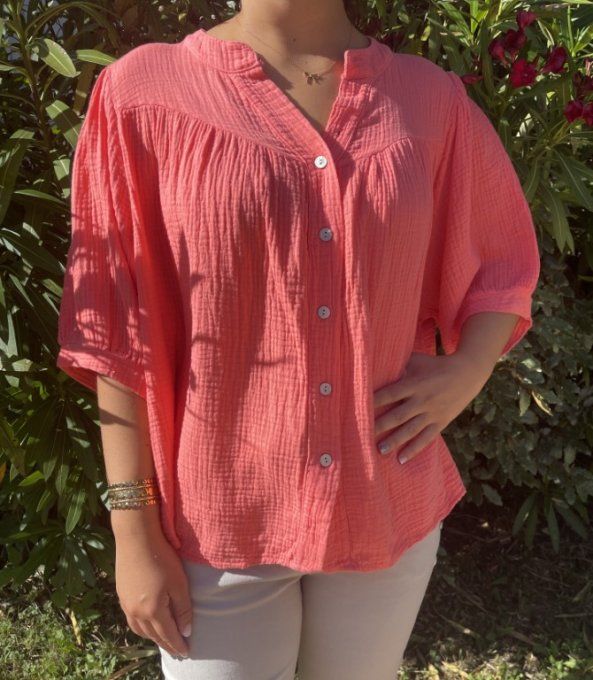 Blouse unie gaze de coton
