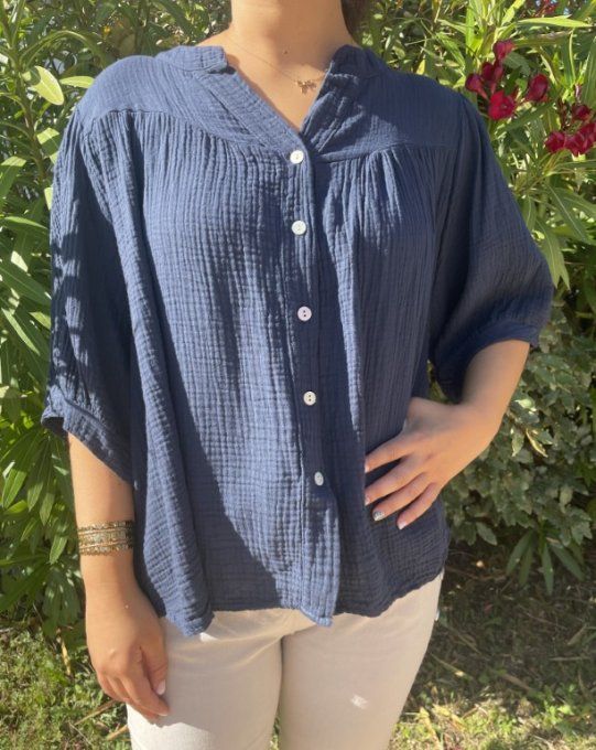 Blouse unie gaze de coton