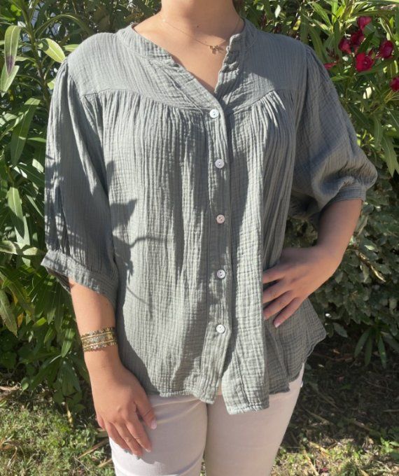 Blouse unie gaze de coton