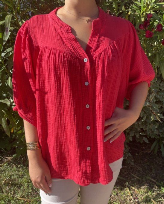 Blouse unie gaze de coton