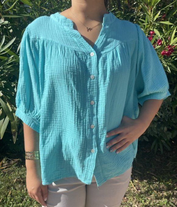 Blouse unie gaze de coton