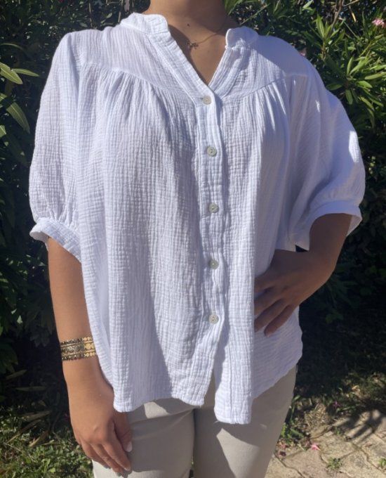 Blouse unie gaze de coton