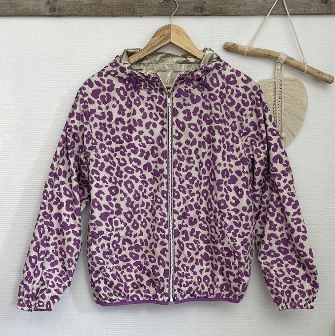 Veste coupe-vent réversible léopard