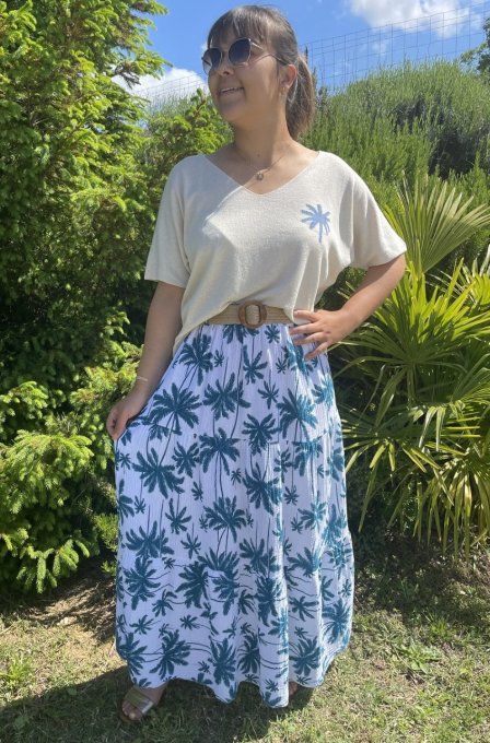 Jupe longue  PALMIERS BLEU