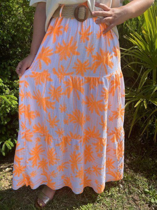 Jupe longue  PALMIERS ORANGE