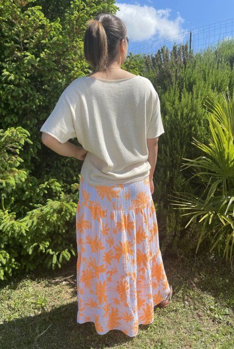 Jupe longue  PALMIERS ORANGE