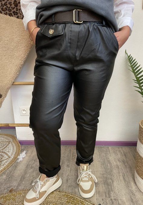 Pantalon simili cuir NOIR