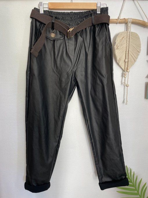 Pantalon simili cuir NOIR