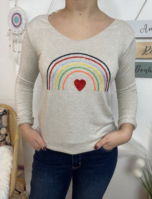 Pull ARC-EN-CIEL BEIGE