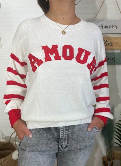 Pull rayé AMOUR ROUGE