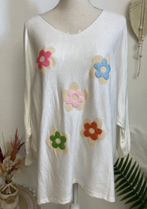 Pull écru MARGUERITES TU