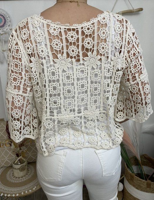 Pull crochet JULIETTE BEIGE