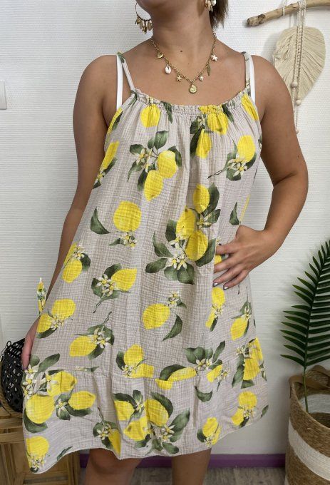 Robe gaze de coton CITRONS 