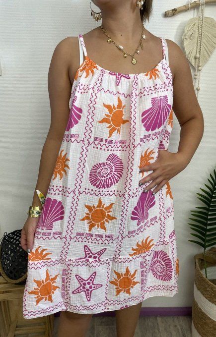 Robe gaze de coton COQUILLAGES