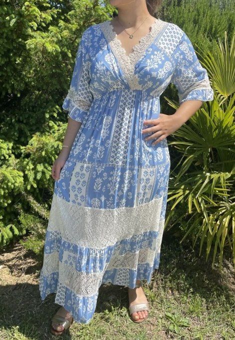 Robe longue MELINE BLEU DENIM