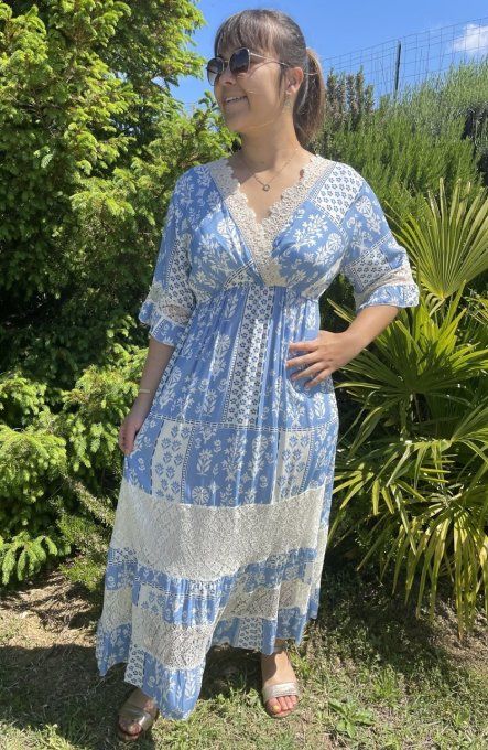 Robe longue MELINE BLEU DENIM