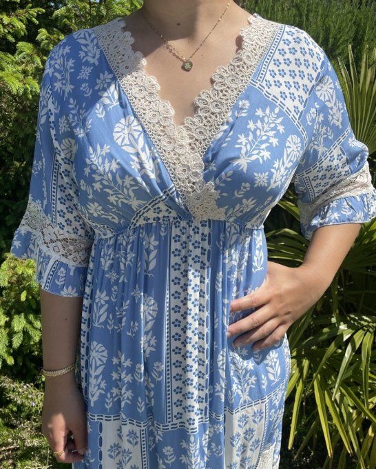 Robe longue MELINE BLEU DENIM