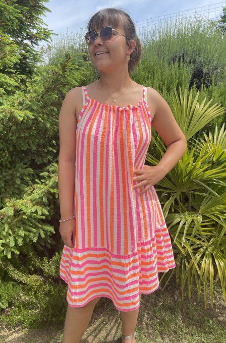 Robe rayée bretelles  