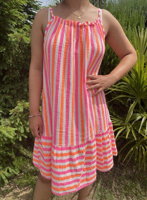 Robe rayée bretelles  
