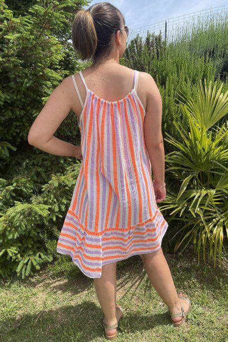 Robe rayée bretelles 