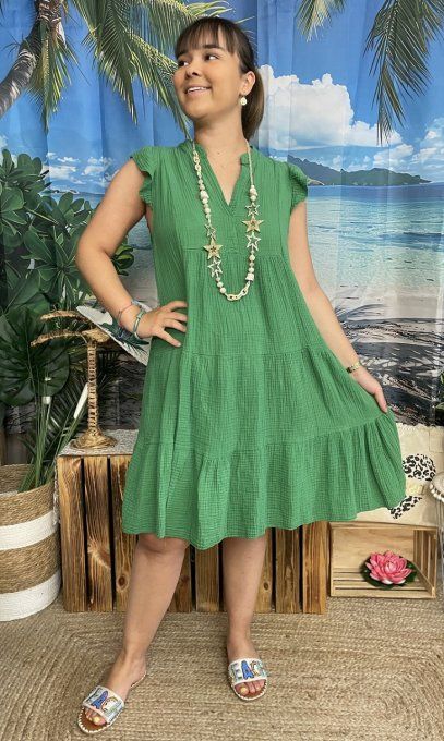 Robe  gaze de coton VERT