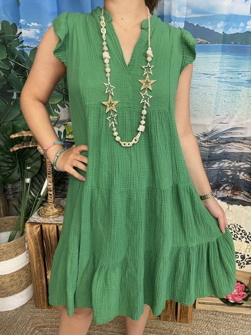Robe  gaze de coton VERT