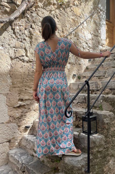 Robe longue MAELYS TURQUOISE