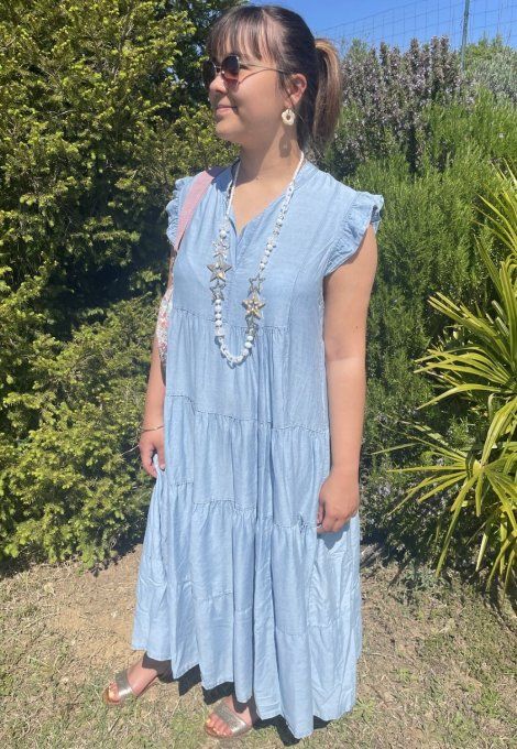 Robe longue TENCEL BLEU CLAIR 