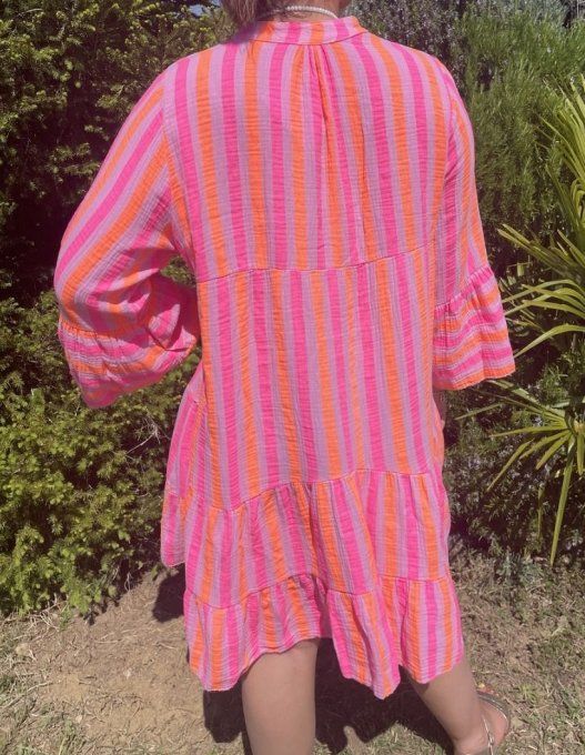 Robe gaze de coton RAYURES 