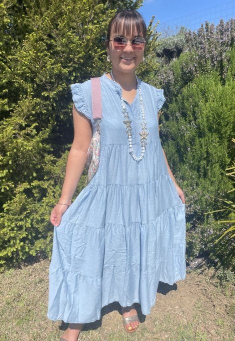 Robe longue TENCEL BLEU CLAIR 