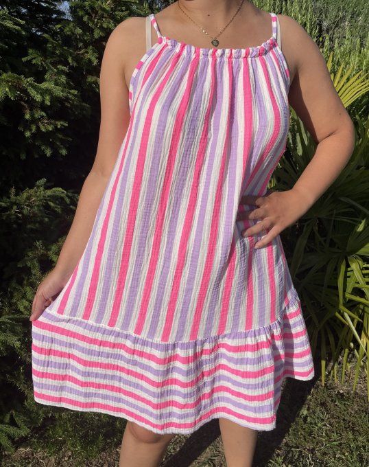 Robe rayée bretelles