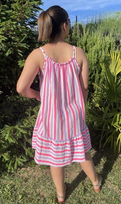 Robe rayée bretelles