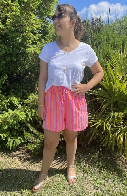 Short à rayures